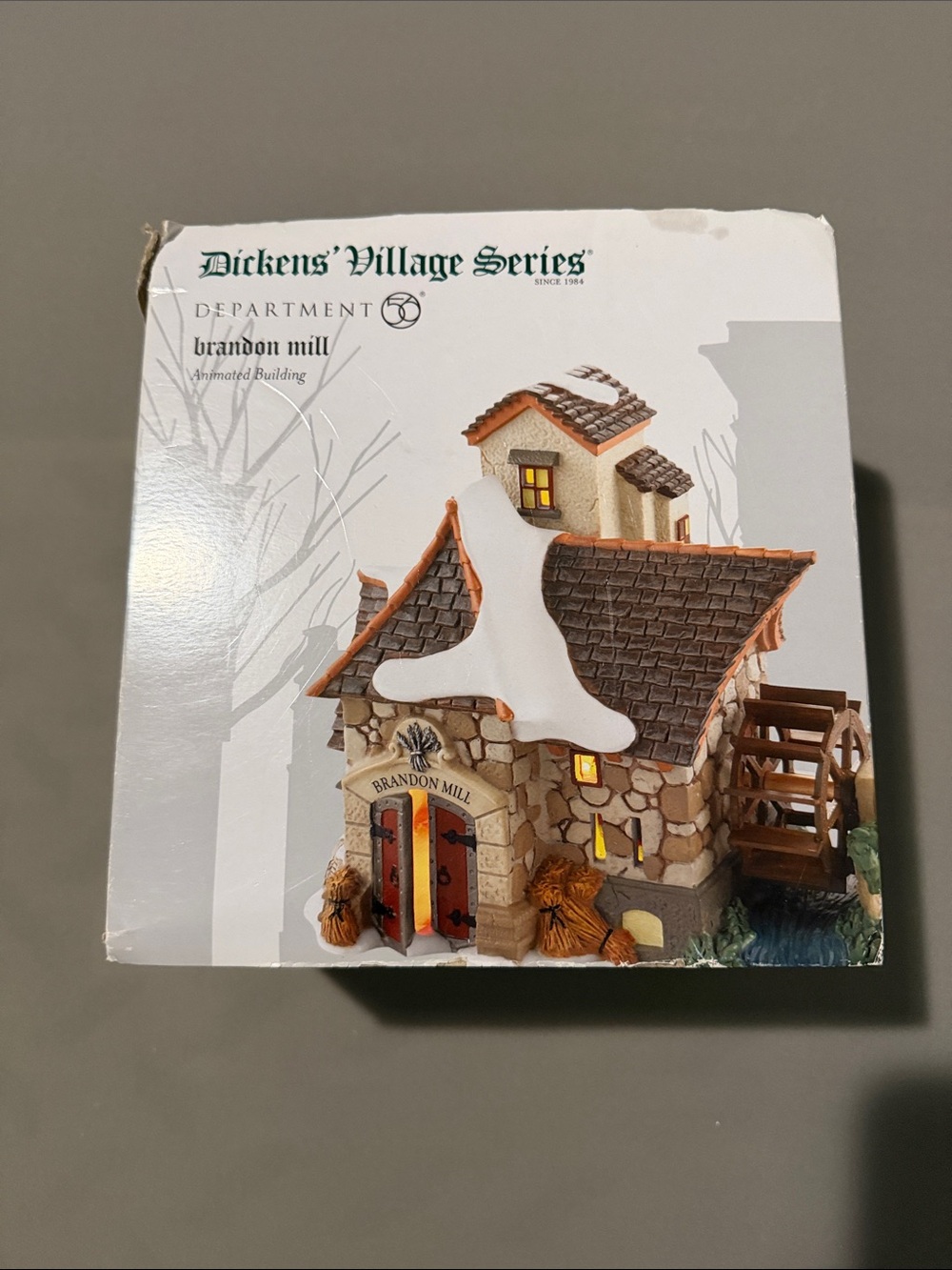 Department 56 Brandon Mill Holiday Building - White, Brown, Red Accents